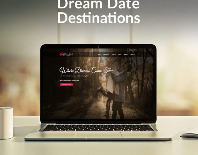 Dream Date Destination Home page on laptop screen