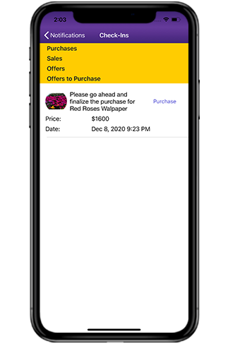 Stylhawk App check-ins page on Mobile screen